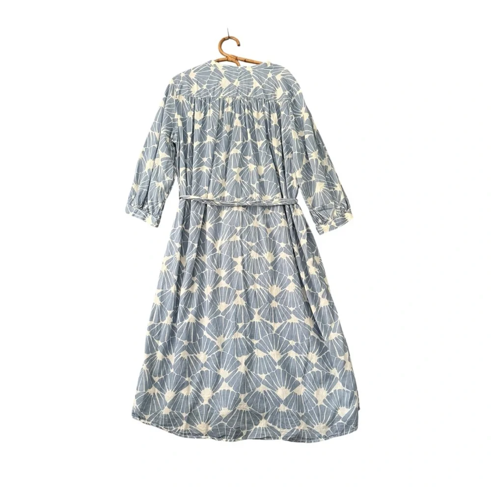 H&M | Tie Waist Balloon Sleeve Midi Dress Button Front Size M - Picture 6 of 10